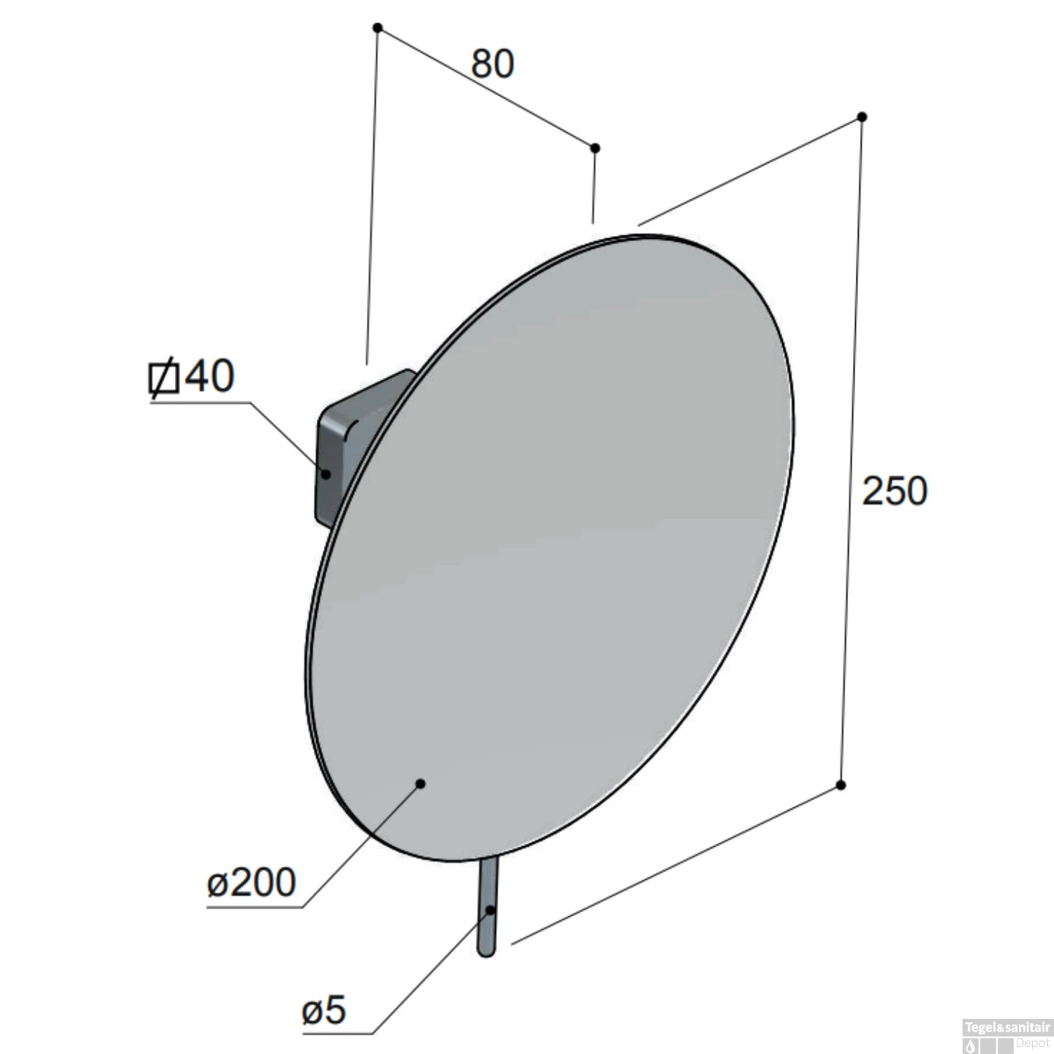 Vergrotingsspiegel Hotbath Gal Wandmontage 20 Cm Geborsteld Gunmetal PVD 4 Vergrotingsspiegel Hotbath Gal Wandmontage 20 Cm Geborsteld Gunmetal PVD - Afbeelding 2
