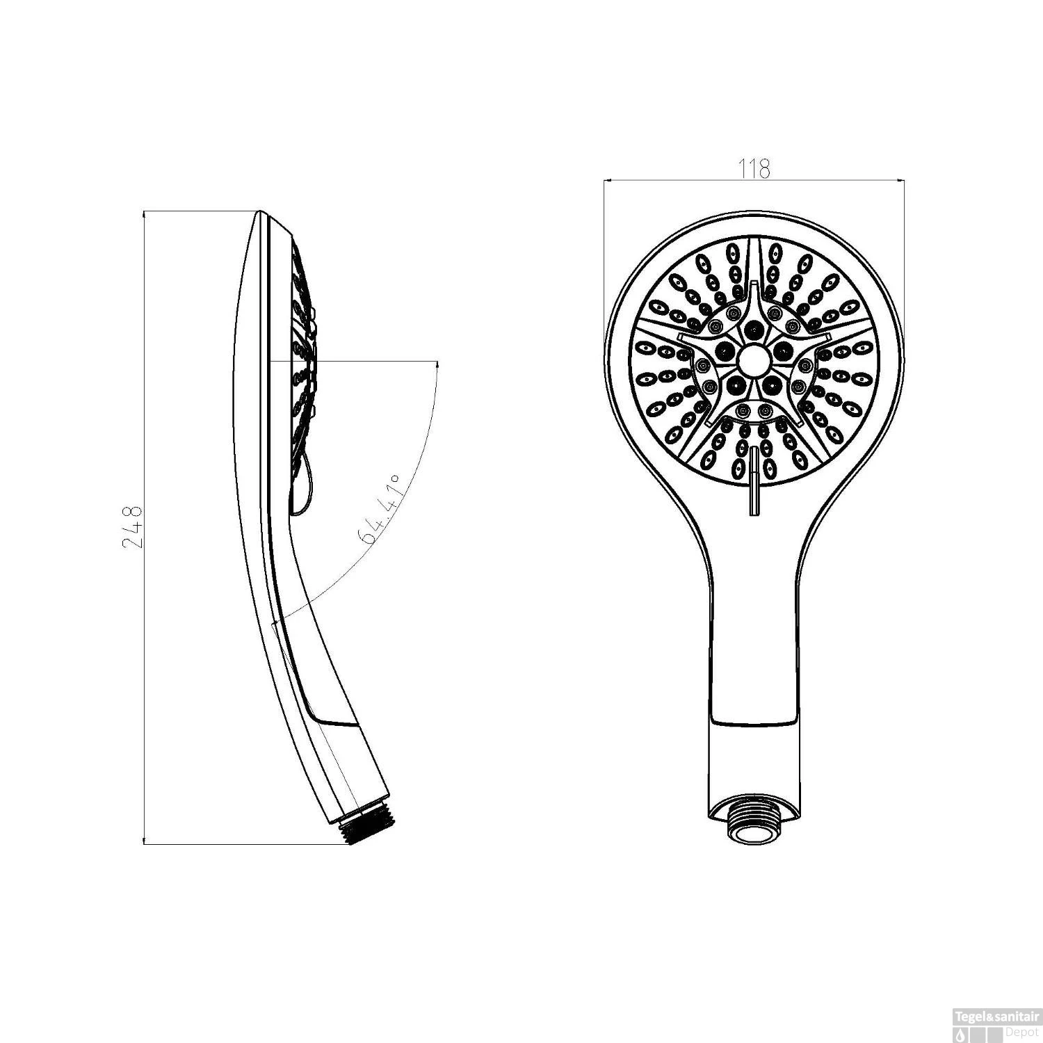 Handdouche Schutte Broadway 5 Functies Zwart Chroom 4 Handdouche Schutte Broadway 5 Functies Zwart Chroom - Afbeelding 2
