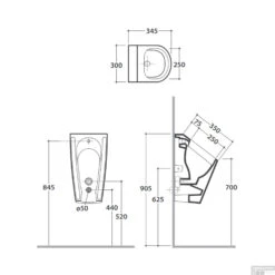 Hangend Urinoir Globo Forty3 30x35x56cm Rimless Glans Wit -Badkamer Thuis hangend urinoir globo forty3 30x35x56cm rimless glans wit tech
