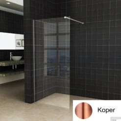 BWS Inloopdouche Pro Line Helder Glas 75x200 Geborsteld Messing Koper Profiel En Stang -Badkamer Thuis helder koper 1 1 1