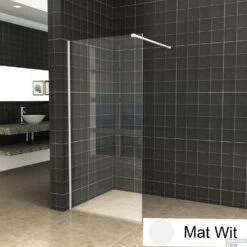 BWS Inloopdouche Pro Line Helder Glas 95x200 Mat Wit Profiel En Stabilisatiestang -Badkamer Thuis helder mat wit 1 1 1 1 1 1 1