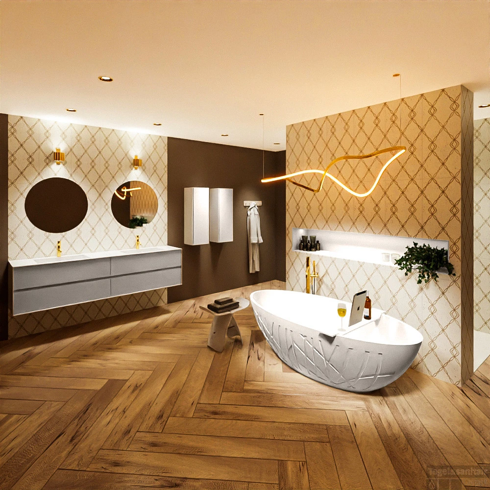 HOLM Vrijstaand Bad 180x85cm Kleur Linen / Linen 4 HOLM Vrijstaand Bad 180x85cm Kleur Linen / Linen - Afbeelding 2