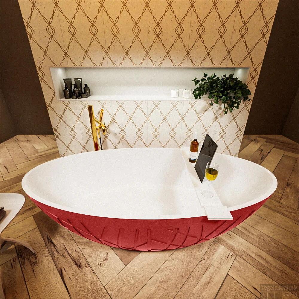 HOLM Vrijstaand Bad 180x85cm Kleur Fire / Talc 6 HOLM Vrijstaand Bad 180x85cm Kleur Fire / Talc - Afbeelding 4