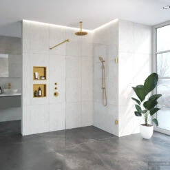 Inloopdouche Compleet Just Creating Profielloos 130 Cm Goud 6 Inloopdouche Compleet Just Creating Profielloos 130 Cm Goud -Badkamer Thuis inloopdouche compleet just creating profielloos 130 cm goud