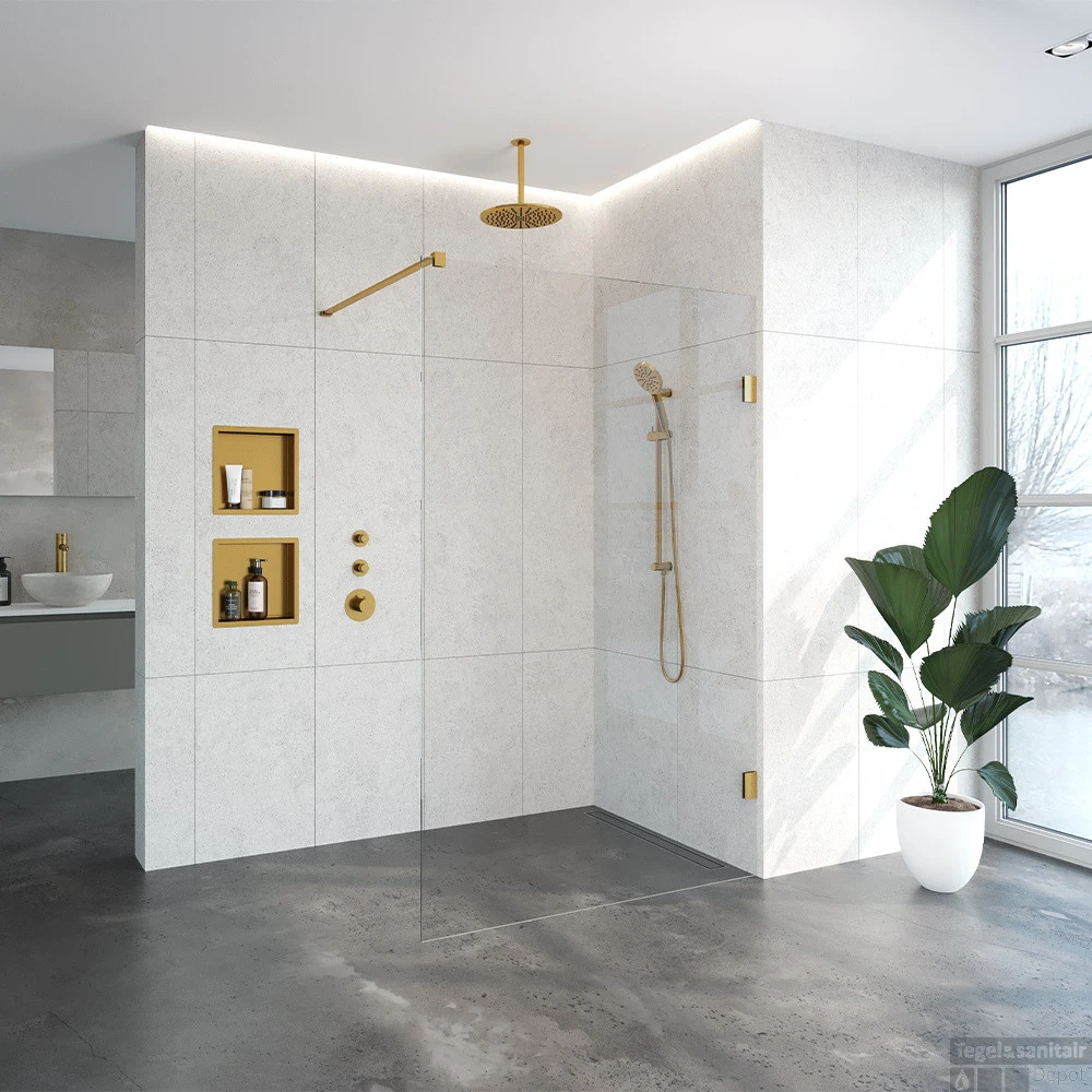 Inloopdouche Compleet Just Creating Profielloos 130 Cm Goud 4 Inloopdouche Compleet Just Creating Profielloos 130 Cm Goud - Afbeelding 2