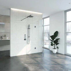 Badkamer Thuis -Badkamer Thuis inloopdouche compleet just creating profielloos 90x100 cm reversed gunmetal sfeer