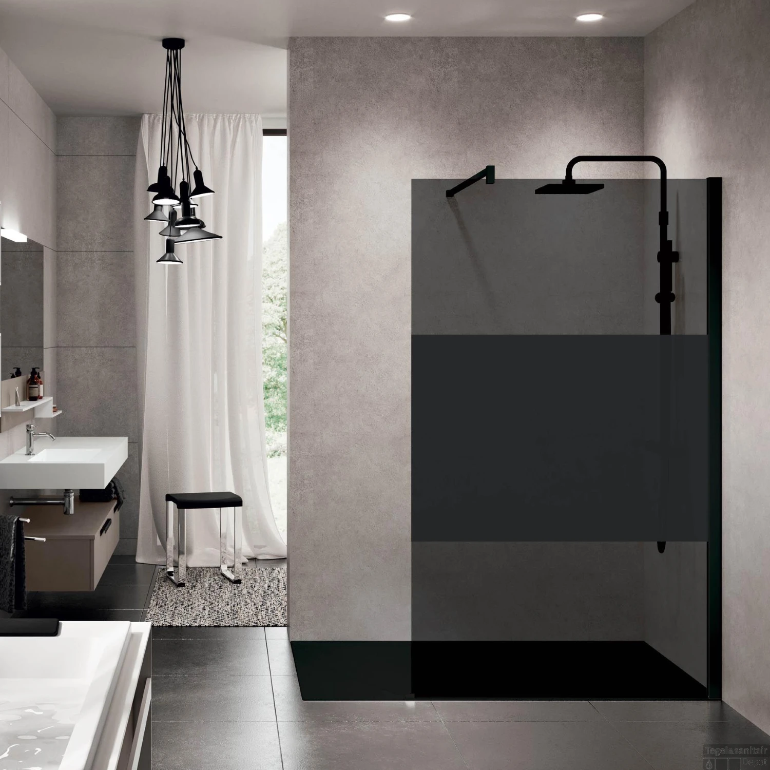 Inloopdouche Novellini Kuadra Met Donkere Middenband Mat Zwart Profiel (alle Maten) 3 Inloopdouche Novellini Kuadra Met Donkere Middenband Mat Zwart Profiel (alle Maten)