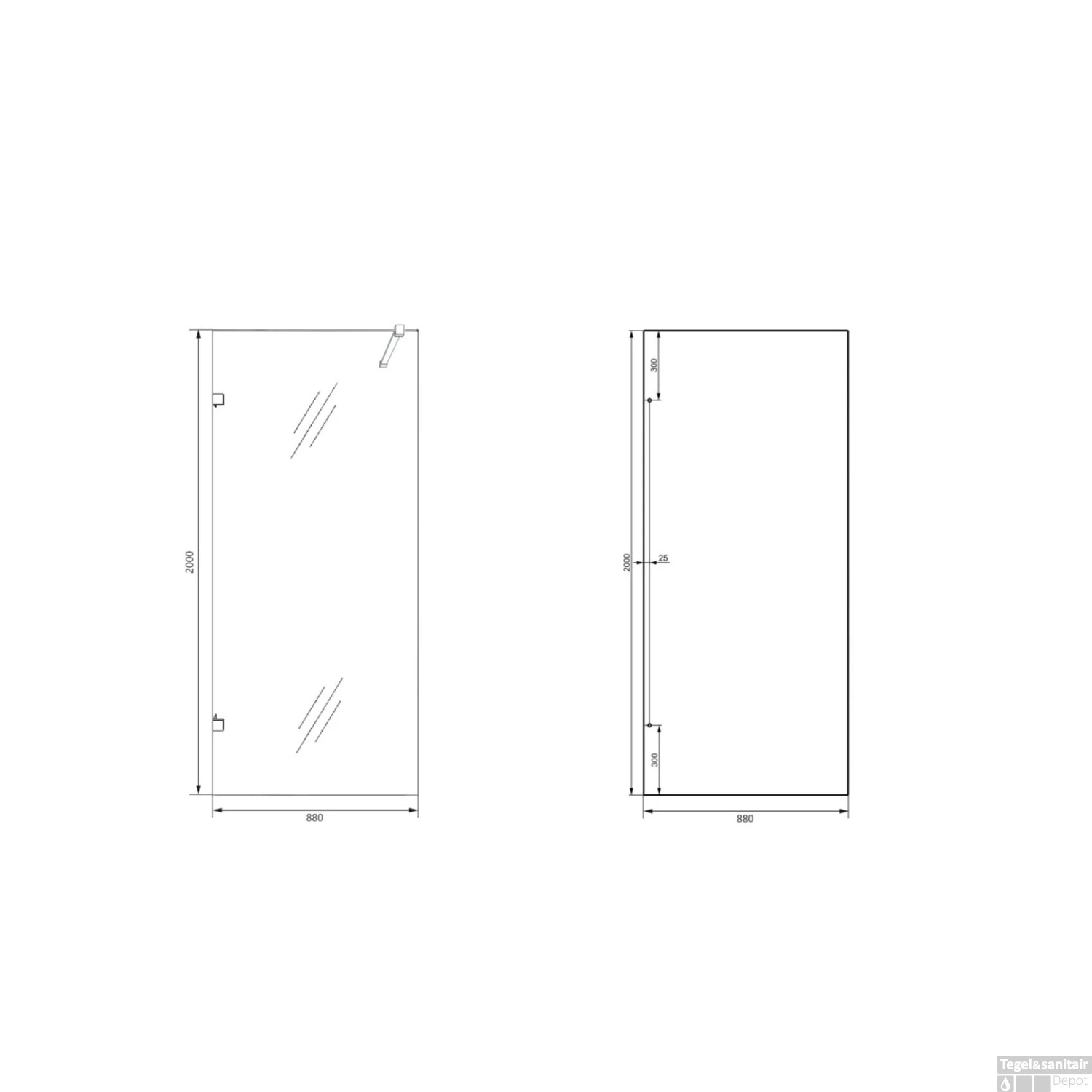 BWS Douchewand Profielloos Modern | Alle Kleuren | Inloopdouche (Alle Maten) - Afbeelding 6