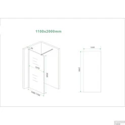 BWS Inloopdouche Pro Line Rookglas 110x200 Nano Coating Mat Wit Profiel En Stabilisatiestang -Badkamer Thuis inloopdouche proline 110x200 8mm nano coating tech 6
