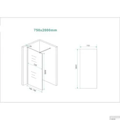 BWS Inloopdouche Pro Line Helder Glas 75x200 Geborsteld Messing Koper Profiel En Stang -Badkamer Thuis inloopdouche proline 75x200 8mm nano coating tech 1