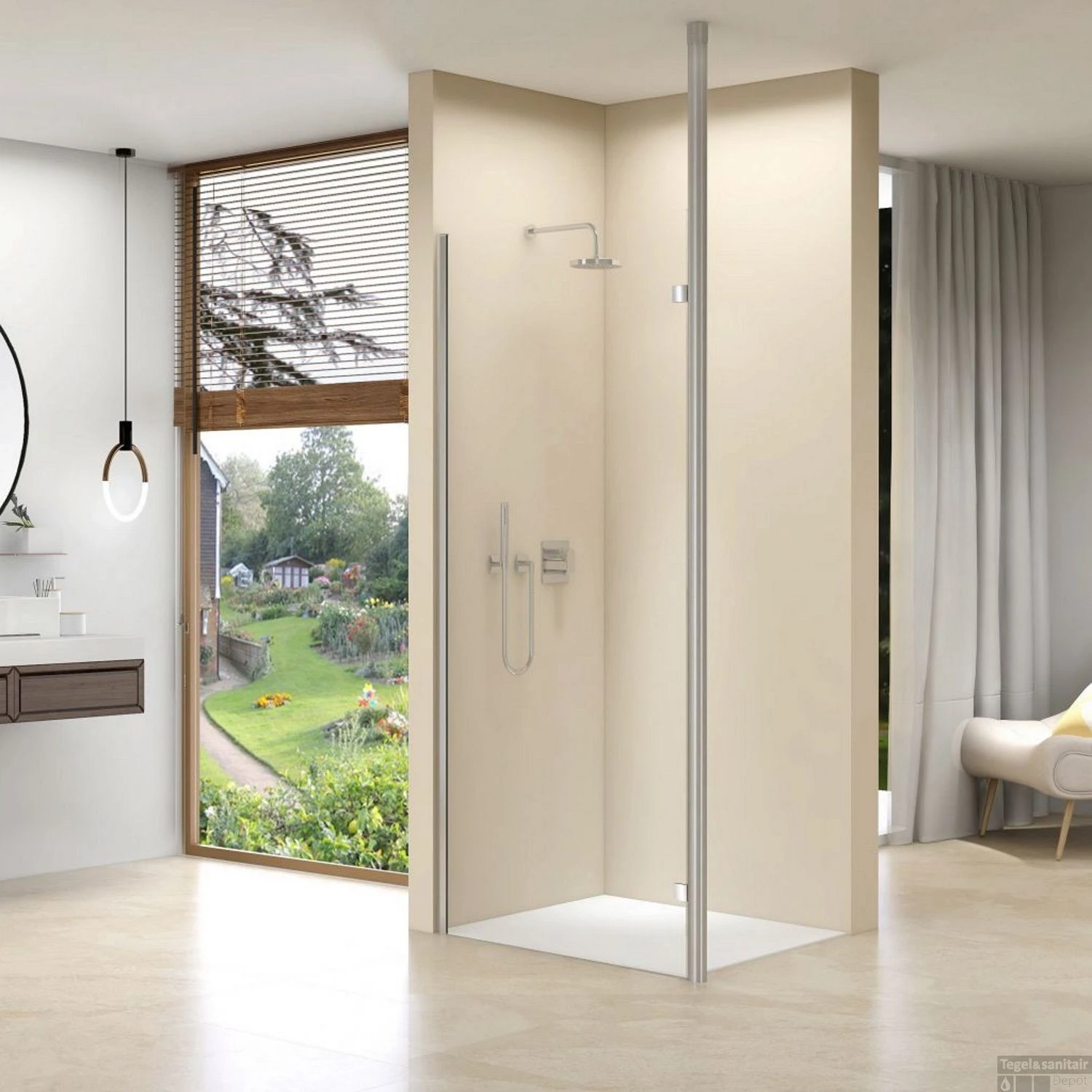 Inloopdouche Van Rijn ST01 Met RVS Staander 50 Mm 114x200 Cm Helder Glas 8 Mm