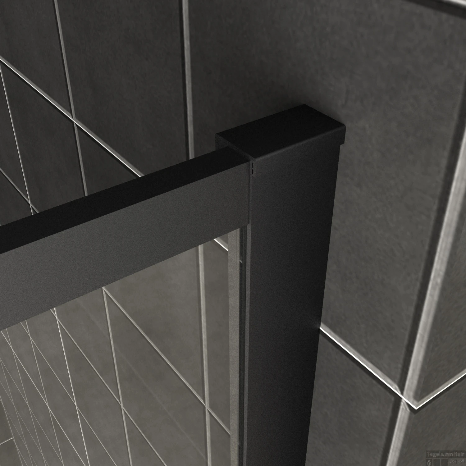 Wiesbaden Douchewand Square 10mm 90x200cm Stabilisatiestang | Nano Coating | Mat Zwart | Inloopdouche 7 Wiesbaden Douchewand Square 10mm 90x200cm Stabilisatiestang | Nano Coating | Mat Zwart | Inloopdouche - Afbeelding 5