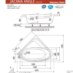 Hoekbad Allibert Jacana 135x135 Cm -Badkamer Thuis jacana angle 135x135 tech 1
