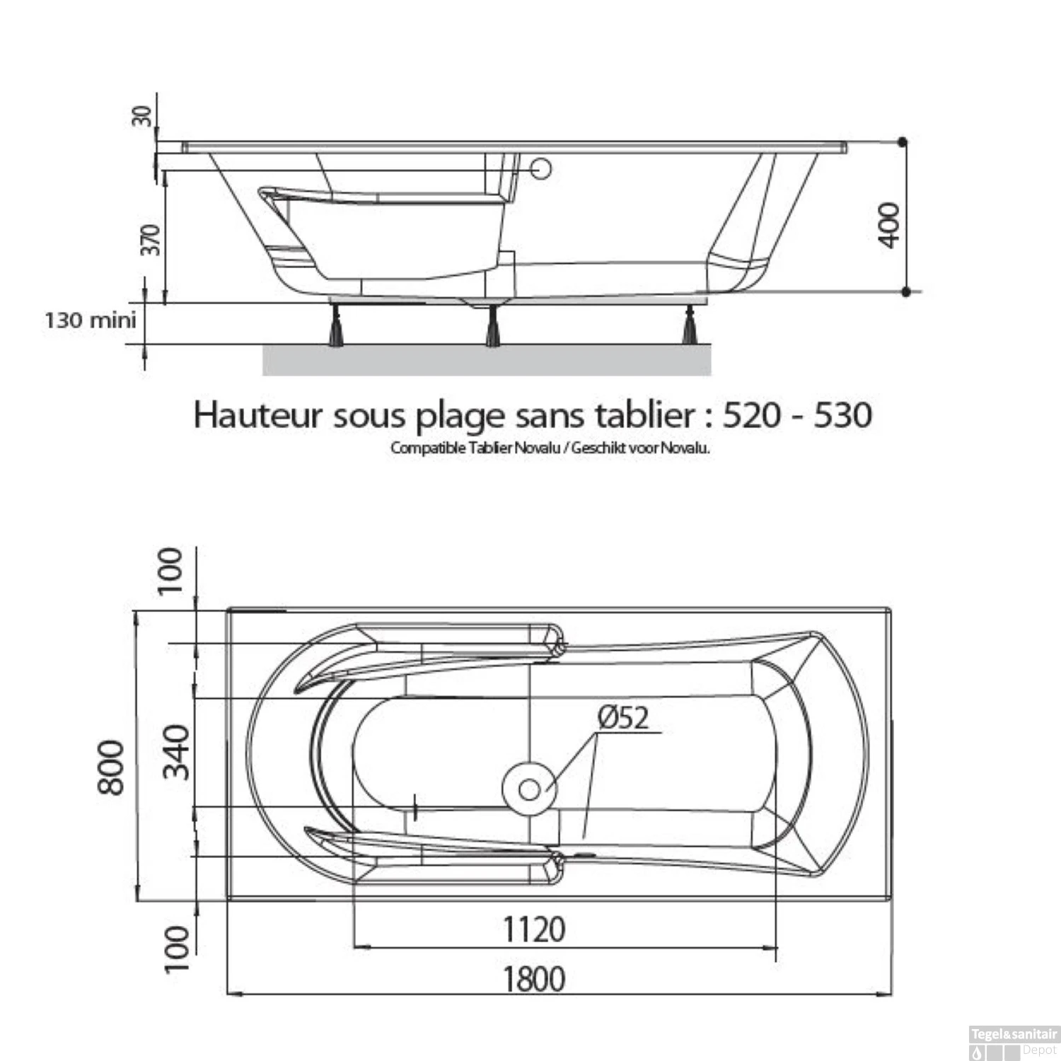 Ligbad Allibert Namea Rechtoek Toplax Duobad Wit 180x80 Cm 5 Ligbad Allibert Namea Rechtoek Toplax Duobad Wit 180x80 Cm - Afbeelding 3