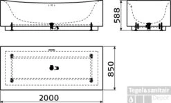 Ligbad Clou Hammock 200x85x59cm Acryl Glans Wit (Vrijstaand) -Badkamer Thuis ligbad clou hammock 200x85x59cm acryl glans wit vrijstaand tech
