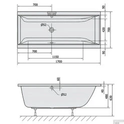 Ligbad Polysan Cleo Inbouw 170x70x48 Cm Wit -Badkamer Thuis ligbad polysan cleo inbouw 170x70x48 cm wit sph74611 tech 1