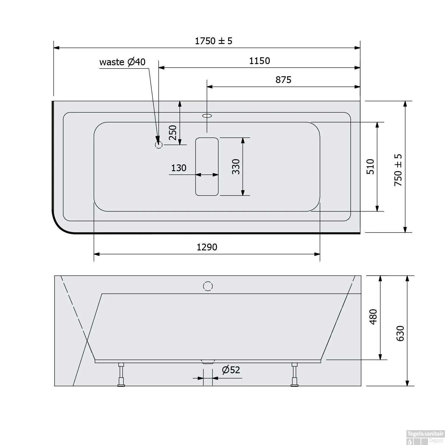 Ligbad Polysan Marlene 175x75x63 Cm Asymmetrisch Rechts Wit 9 Ligbad Polysan Marlene 175x75x63 Cm Asymmetrisch Rechts Wit - Afbeelding 7