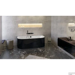 Ligbad Polysan Viva 170x75x60 Cm Half Vrijstaand Zwart / Wit -Badkamer Thuis ligbad polysan viva 170x75x60 cm half vrijstaand zwart wit sph89119mb 1