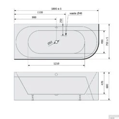 Ligbad Polysan Viva 180x75x60 Cm Asymmetrisch Links Zwart /Wit -Badkamer Thuis ligbad polysan viva 180x75x60 cm asymmetrisch links zwart wit sph72099mb tech