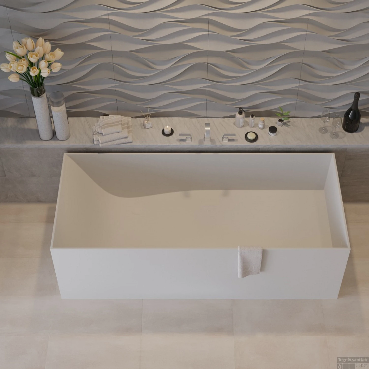 Ligbad Vrijstaand Ideavit Solidstar 180x76x58 Cm Solid Surface Mat Wit 4 Ligbad Vrijstaand Ideavit Solidstar 180x76x58 Cm Solid Surface Mat Wit - Afbeelding 2