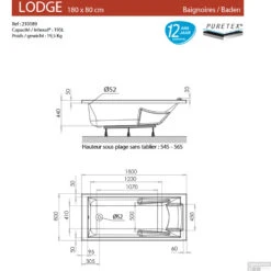 Ligbad Allibert Lodge 180x80x53,5-55,5 Cm 5 Ligbad Allibert Lodge 180x80x53,5-55,5 Cm -Badkamer Thuis lodge 180x80 tech