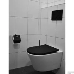 Toiletzitting Met Deksel Wiesbaden Vesta Shade Slim Met Soft Close Mat Zwart -Badkamer Thuis mat zwarte druk plaat voor up320 sfeerbeeld 2 1