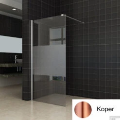 BWS Inloopdouche Pro Line Middenband 110x200 Geborsteld Messing Koper Profiel En Stang -Badkamer Thuis middenband koper 1 1 1