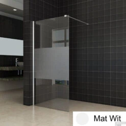 BWS Inloopdouche Pro Line Middenband 80x200 Mat Wit Profiel En Stabilisatiestang -Badkamer Thuis middenband mat wit