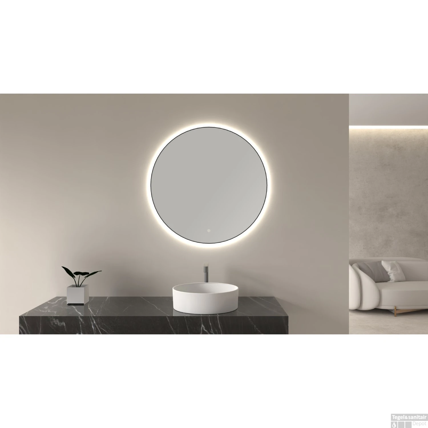 Ronde Spiegel Wiesbaden Novi Met LED, Dimbaar 100 Cm Mat Zwart 5 Ronde Spiegel Wiesbaden Novi Met LED, Dimbaar 100 Cm Mat Zwart - Afbeelding 3