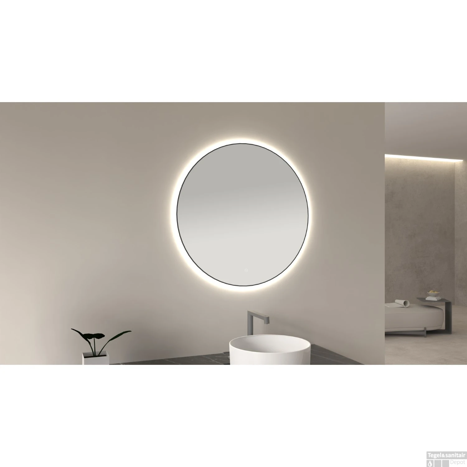 Ronde Spiegel Wiesbaden Novi Met LED, Dimbaar 100 Cm Mat Zwart 7 Ronde Spiegel Wiesbaden Novi Met LED, Dimbaar 100 Cm Mat Zwart - Afbeelding 5