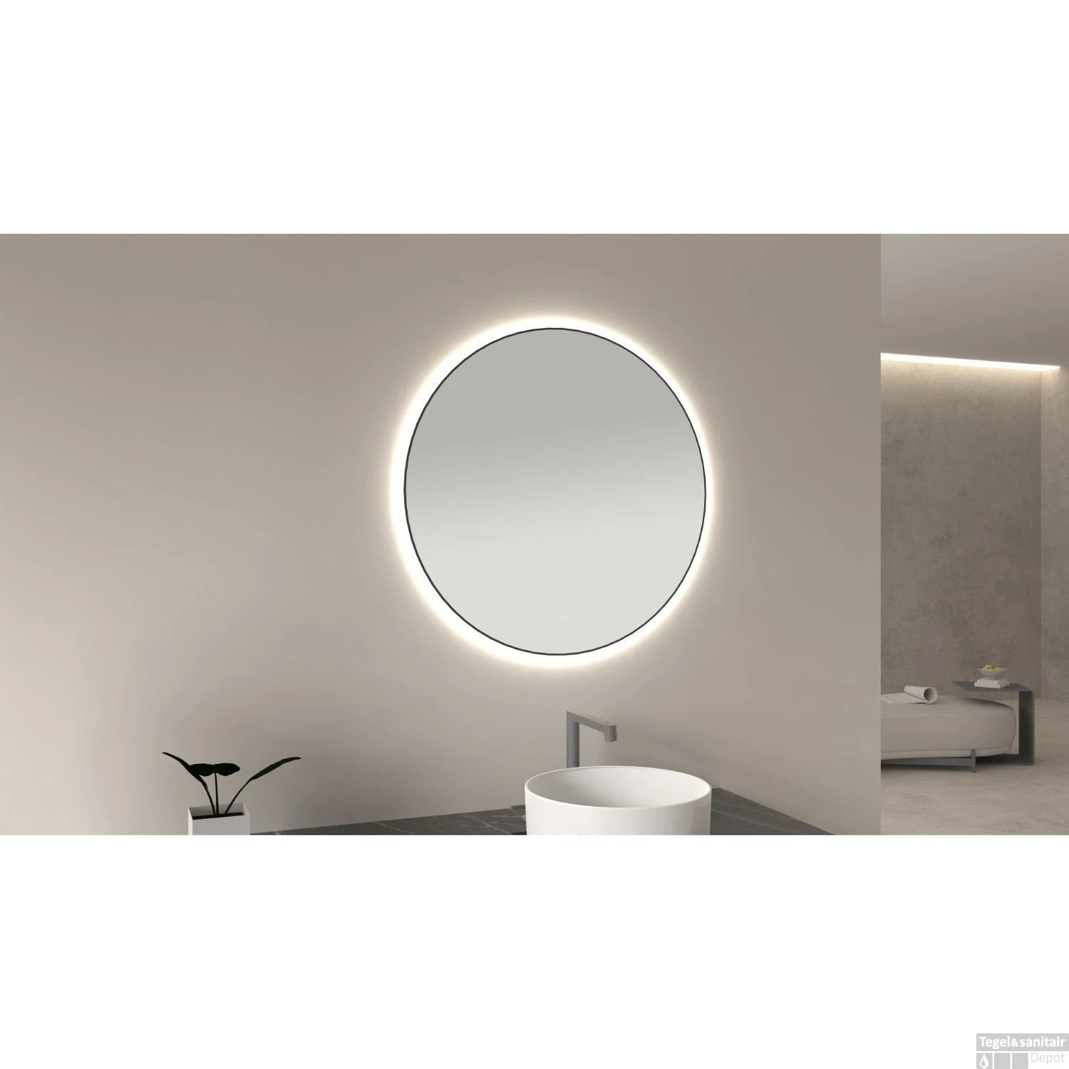 Ronde Spiegel Wiesbaden Novi Met LED, Dimbaar 80 Cm Mat Zwart 5 Ronde Spiegel Wiesbaden Novi Met LED, Dimbaar 80 Cm Mat Zwart - Afbeelding 3