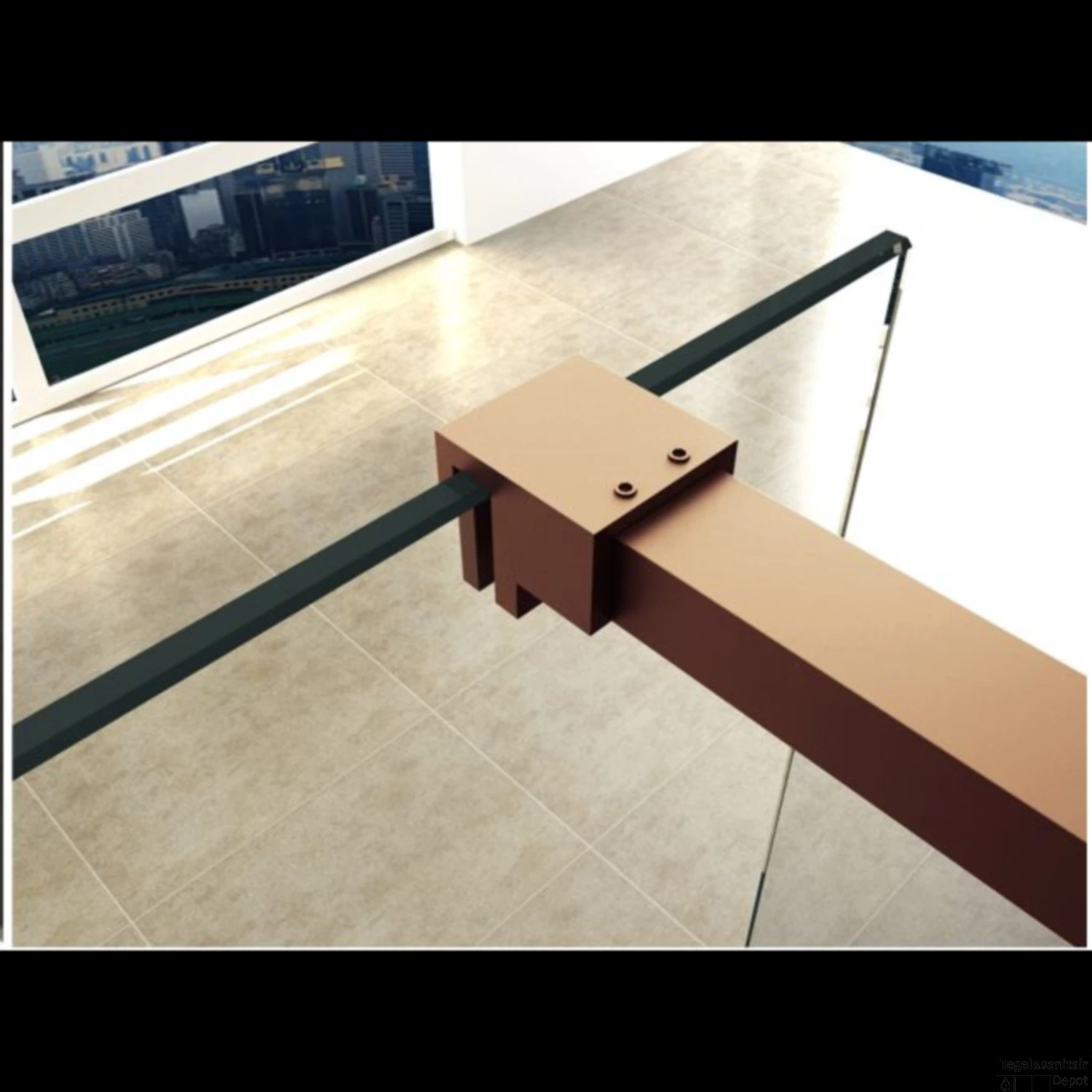 BWS Inloopdouche Pro Line Middenband 90x200 Geborsteld Messing Koper Profiel En Stang - Afbeelding 5