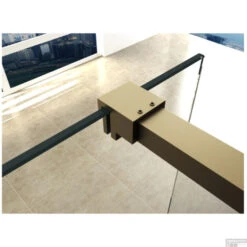 BWS Inloopdouche Pro Line Helder Glas 50x200 Geborsteld Messing Goud Profiel En Stang -Badkamer Thuis profielset met stabilisatiestang wiesbaden slim 120cm messing goud 2 1 5