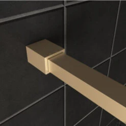 BWS Inloopdouche Pro Line Helder Glas 50x200 Geborsteld Messing Goud Profiel En Stang -Badkamer Thuis profielset met stabilisatiestang wiesbaden slim 120cm messing goud 3 1 5