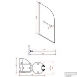 Badwand Boss & Wessing Bibi Afgerond 80x140cm Scharnierend Omkeerbaar 6mm -Badkamer Thuis r sn bs80 badwand 80 tech