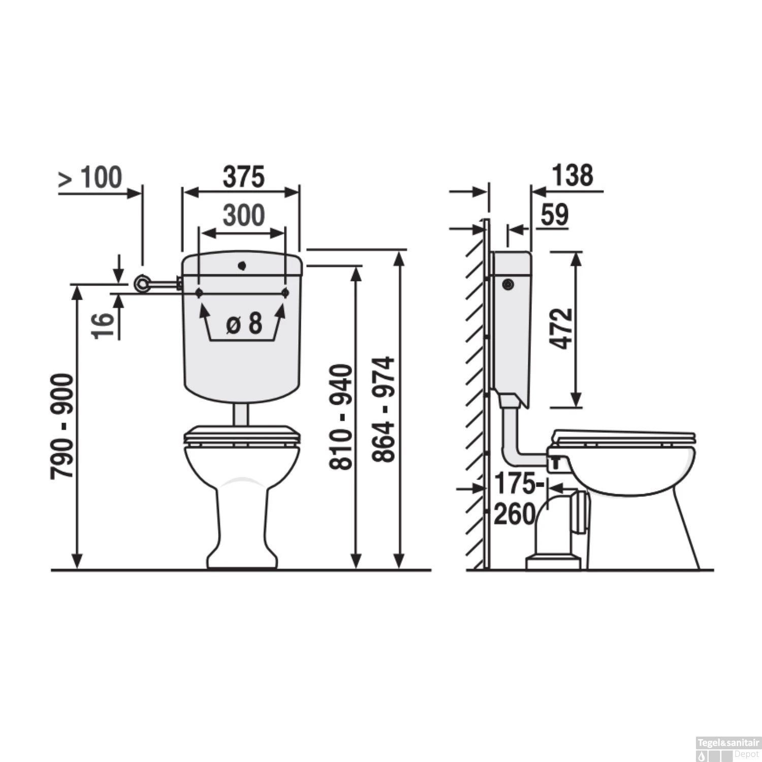 Reservoir Laaghangend Plieger Ruhr Dual Flush 3,5-6/9L Instelbaar Wit 4 Reservoir Laaghangend Plieger Ruhr Dual Flush 3,5-6/9L Instelbaar Wit - Afbeelding 2