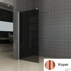 BWS Inloopdouche Pro Line Rookglas 110x200 Nano Coating Geborsteld Messing Koper Profiel En Stang -Badkamer Thuis rookglas koper 1 1 1
