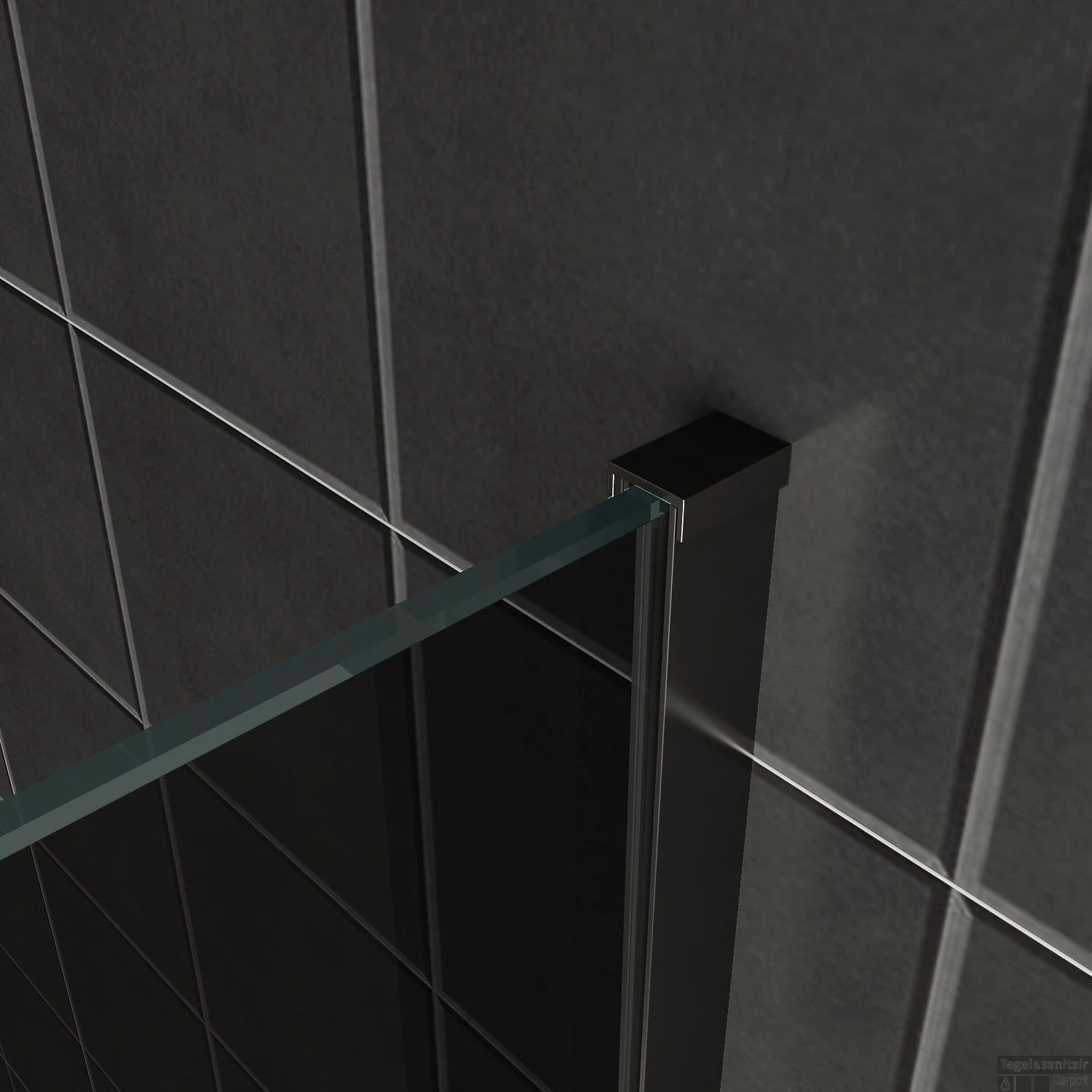 BWS Inloopdouche Pro Line Rookglas 110x200 8mm Nano Coating Mat Zwart Profiel En Stang 5 BWS Inloopdouche Pro Line Rookglas 110x200 8mm Nano Coating Mat Zwart Profiel En Stang - Afbeelding 3