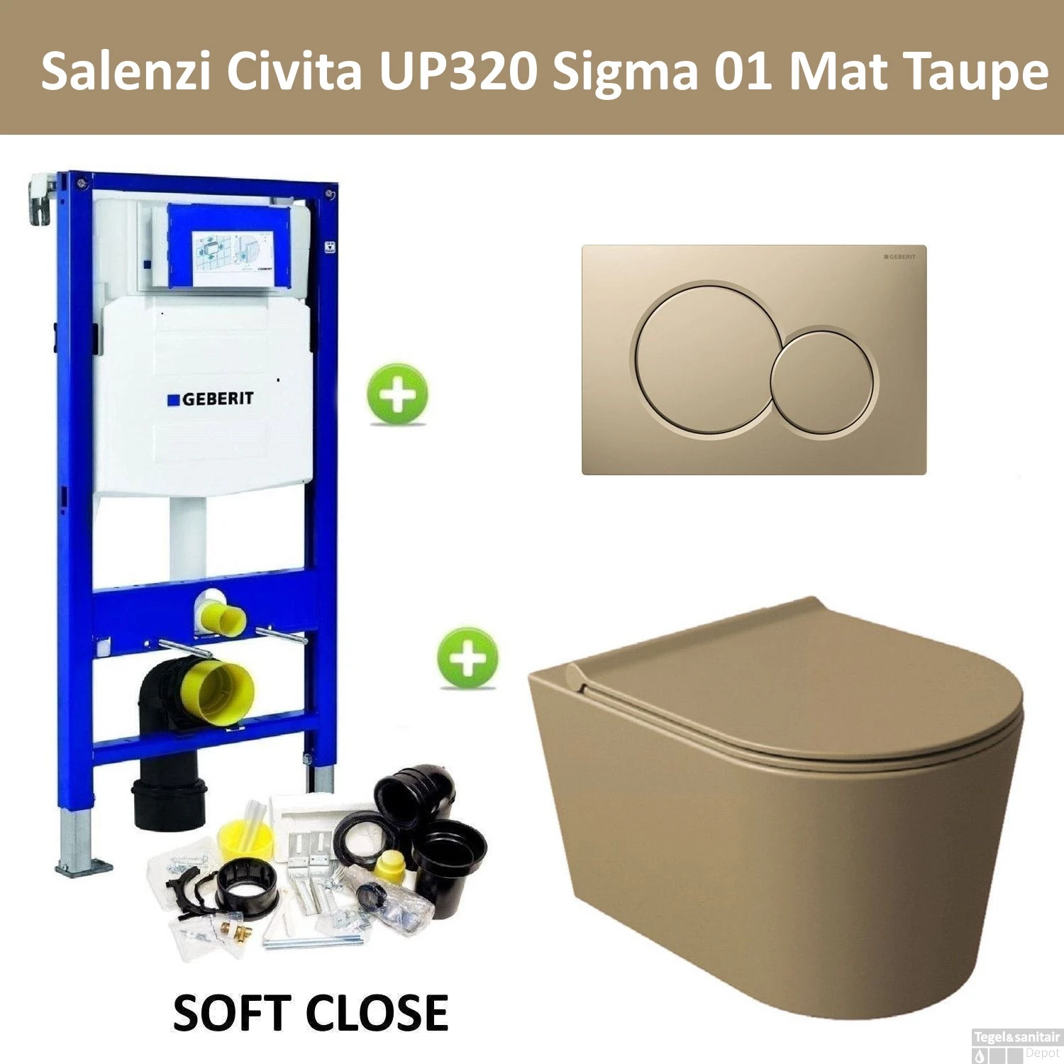 Geberit UP320 Toiletset Compleet | Inbouwreservoir | Wandcloset Salenzi Civita Mat Taupe | Drukplaat 3 Geberit UP320 Toiletset Compleet | Inbouwreservoir | Wandcloset Salenzi Civita Mat Taupe | Drukplaat