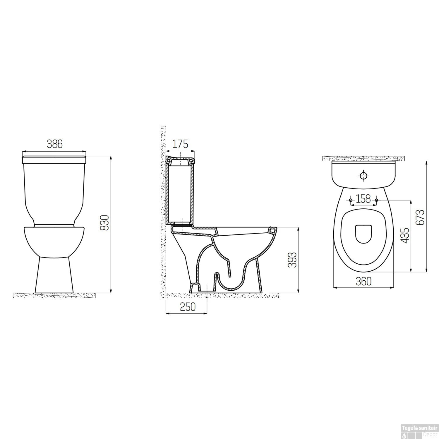 Toiletpot Staand Boss & Wessing Sedef Onder Aansluiting Wit 4 Toiletpot Staand Boss & Wessing Sedef Onder Aansluiting Wit - Afbeelding 2