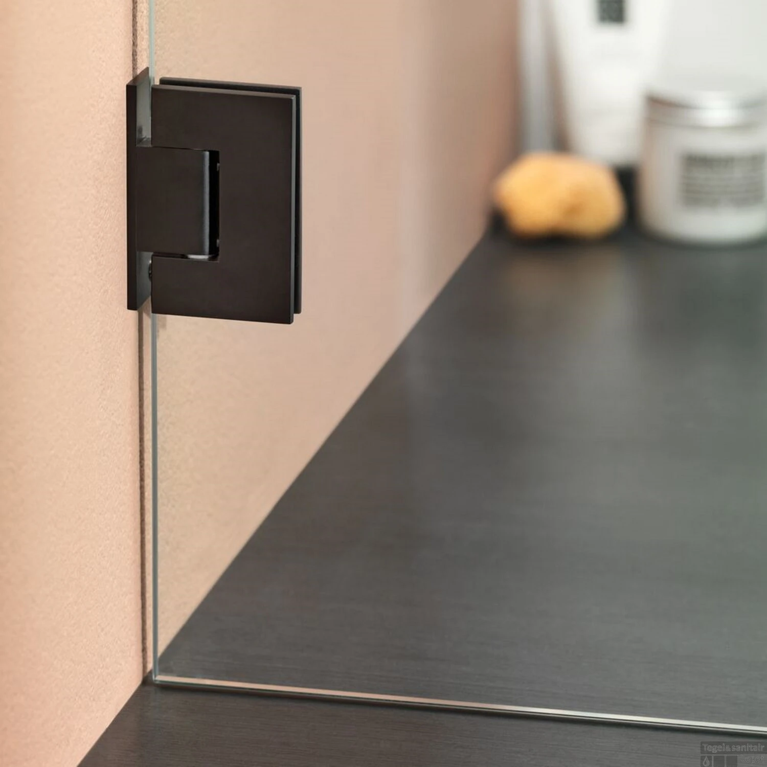 Badwand Sealskin 'I AM' 85x160 Cm Mat Zwart 1 Deel Helder Antikalk Glas - Afbeelding 3