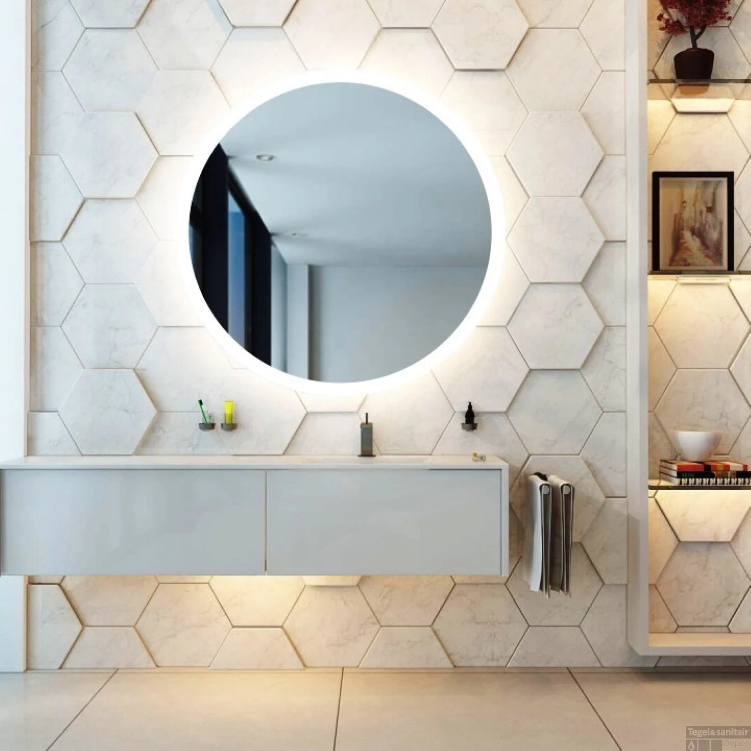 Spiegel Gliss Design Oko Rond LED Verlichting 80cm 4 Spiegel Gliss Design Oko Rond LED Verlichting 80cm - Afbeelding 2