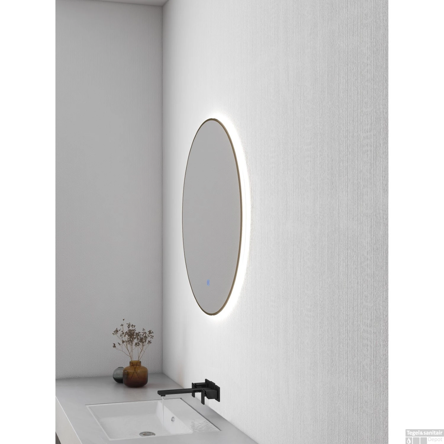 Ronde Spiegel Wiesbaden Novi Met LED, Dimbaar 60 Cm Geborsteld Messing 5 Ronde Spiegel Wiesbaden Novi Met LED, Dimbaar 60 Cm Geborsteld Messing - Afbeelding 3