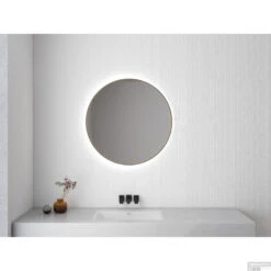 Ronde Spiegel Wiesbaden Novi Met LED, Dimbaar 100 Cm Geborsteld Messing -Badkamer Thuis spiegel novi messing sfeer 2