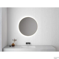 Ronde Spiegel Wiesbaden Novi Met LED, Dimbaar 80 Cm Geborsteld Messing -Badkamer Thuis spiegel novi messing sfeer 2 1