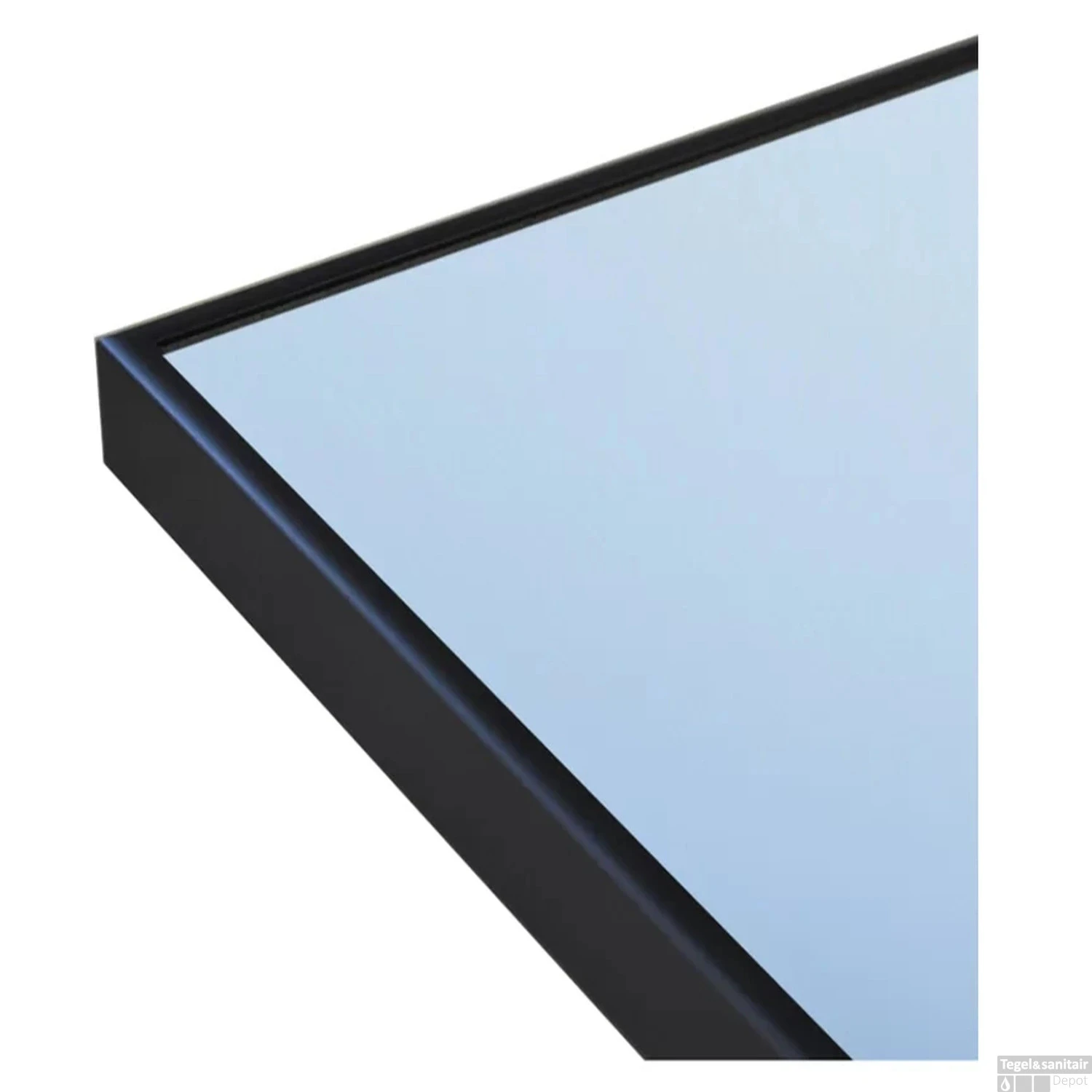 Spiegel Sanicare Q-Mirrors 100x70 Cm Vierkant Met Aan De Bovenkant LED Warm White, Omlijsting Mat Zwart Incl. Ophangmateriaal - Afbeelding 2