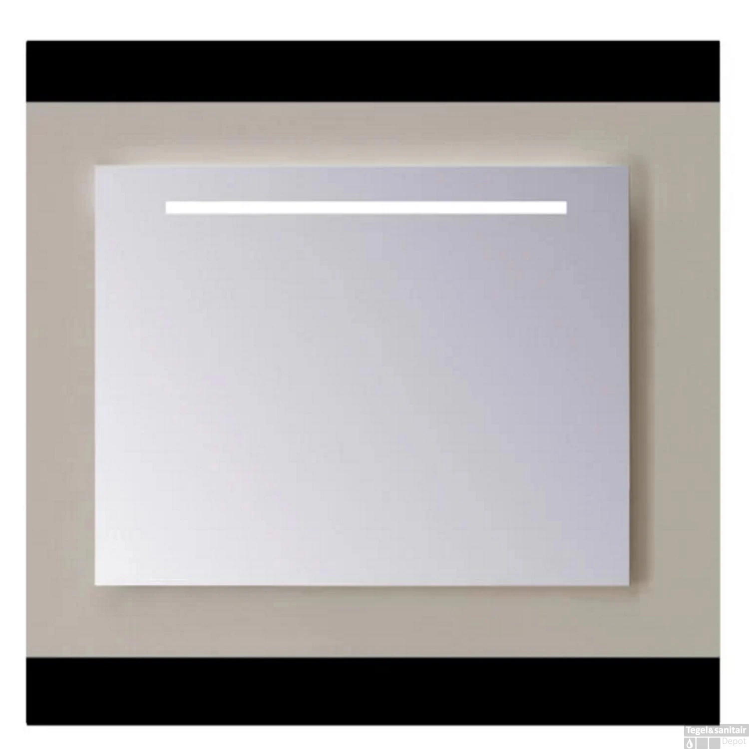 Spiegel Sanicare Q-Mirrors 70x60 Cm PP-Geslepen Vierkant Met Boven & Onder Gezandstraalde Strook LED Cold White En Afstandsbediening Incl. Ophangmateriaal