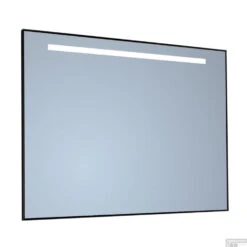 Spiegel Sanicare Q-Mirrors 80x70 Cm Vierkant Met Aan De Bovenkant LED Warm White, Omlijsting Chroom Incl. Ophangmateriaal Met Afstandsbediening