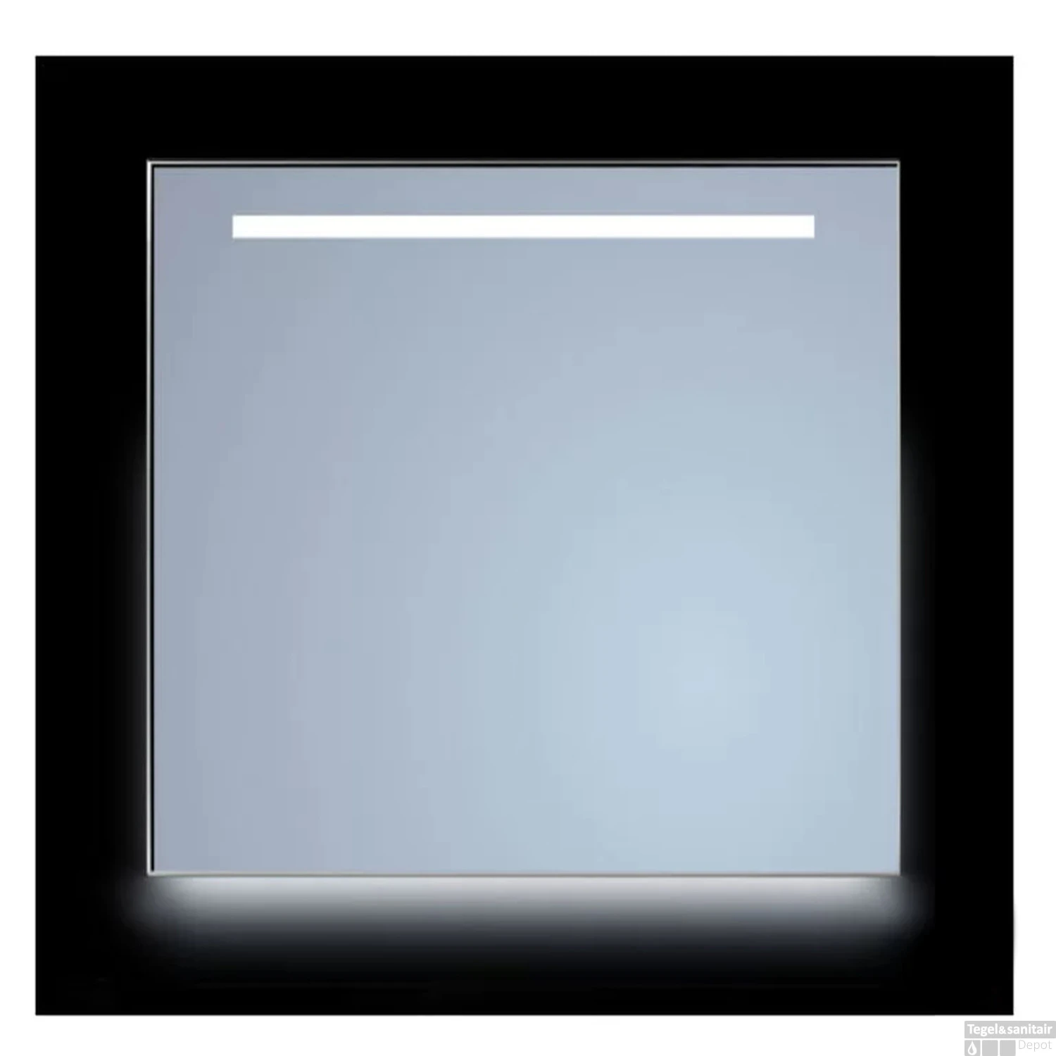 Spiegel Sanicare Q-Mirrors 85x70 Cm Vierkant Met Aan De Bovenkant & Onderzijde LED Cold White, Omlijsting Chroom Incl. Ophangmateriaal Met Afstandsbediening