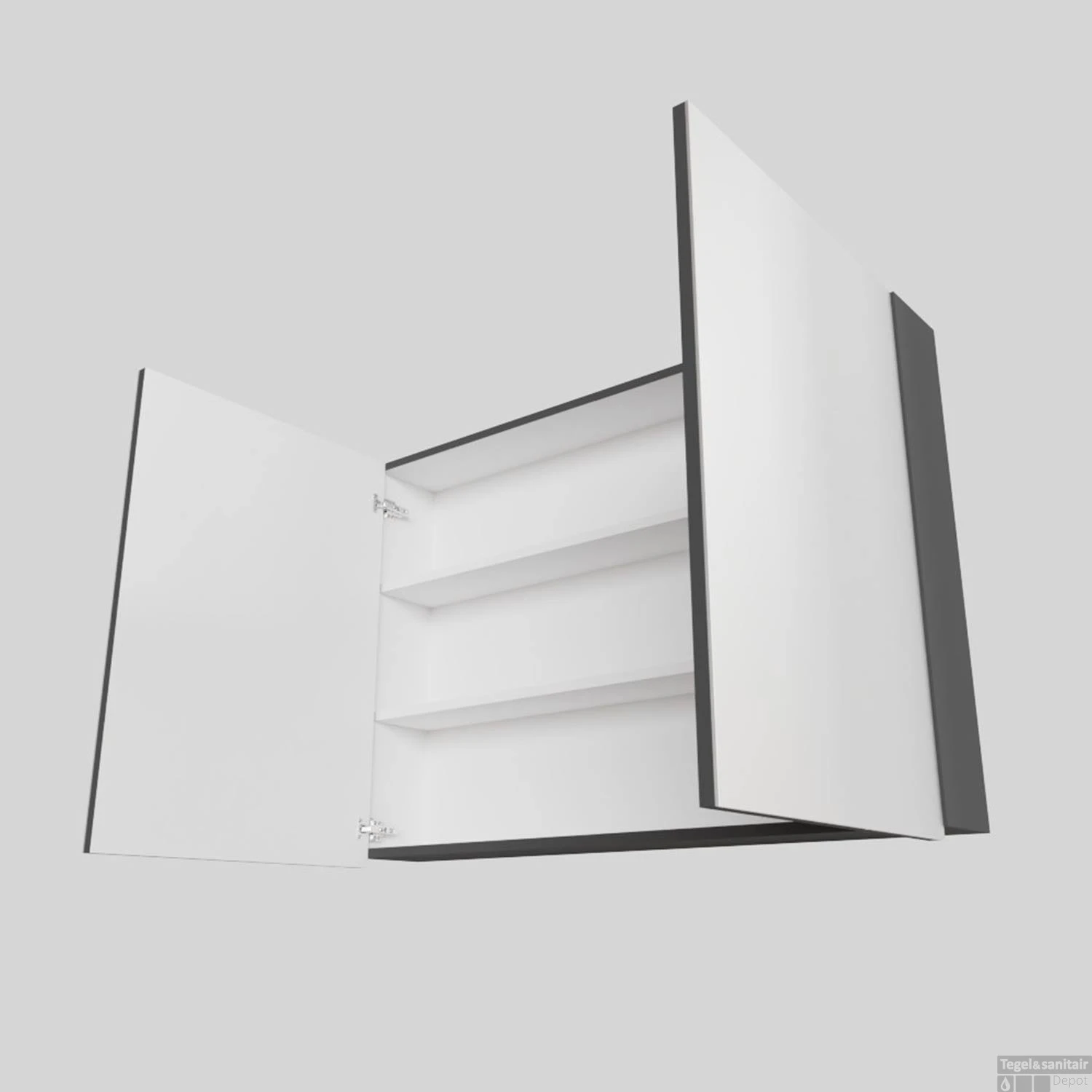 Spiegelkast Boss & Wessing Cube 100x70x16 Cm 2 Deuren Antraciet Met Mat Wit - Afbeelding 3